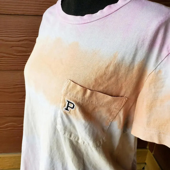 VS PINK 2019 Campus Embroidered Logo Pocket Tie-Dye T-Shirt Size Small - Picture 6 of 14